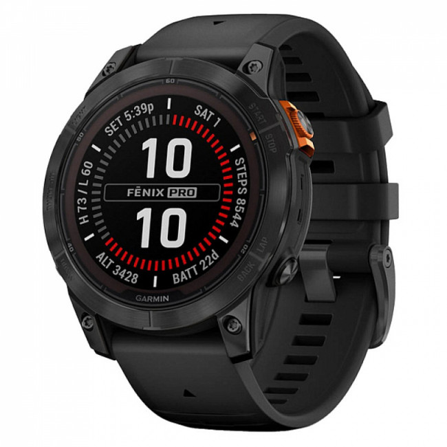 Часы Garmin Fenix 7 PRO Solar серый с черным ремешком Часы Garmin Fenix 7 PRO Solar серый с черным ремешком
