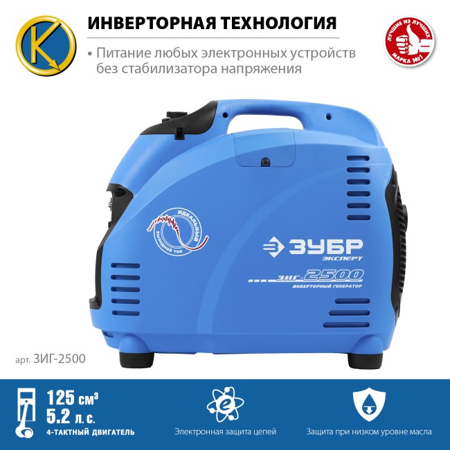 Инверторный генератор ЗИГ-2500 ЗУБР