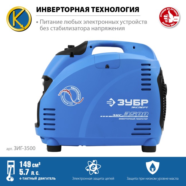 Инверторный генератор ЗИГ-3500 ЗУБР