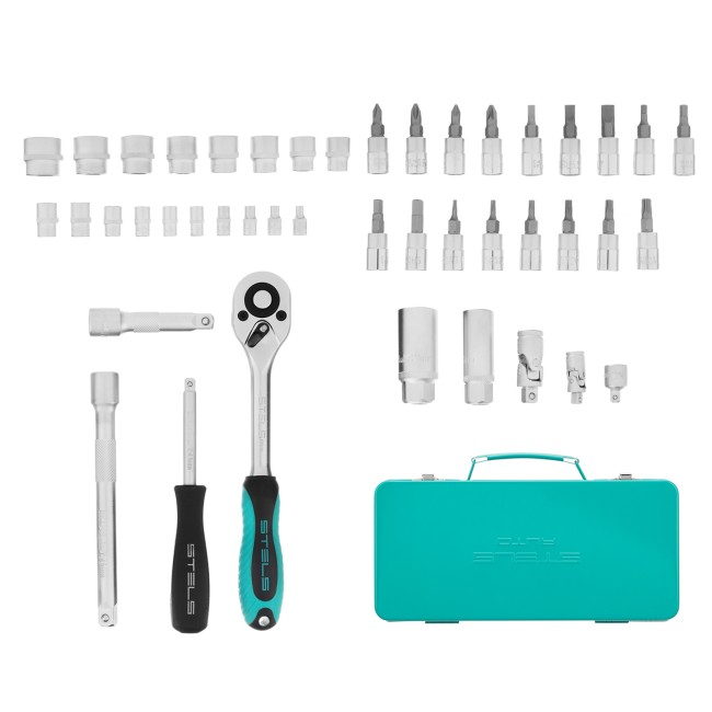 Набор торцевых головок с трещоткой 1/4"и 3/8" 44 предмета Stels