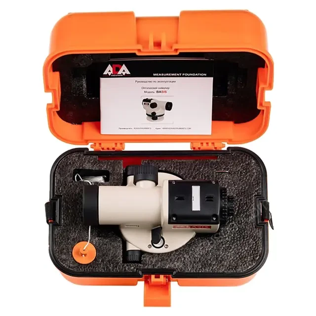 Комплект оптический нивелир ADA Basis + штатив на винтах ADA Light S + рейка ADA STAFF 3 Комплект оптический нивелир ADA Basis + штатив на винтах ADA Light S + рейка ADA STAFF 3