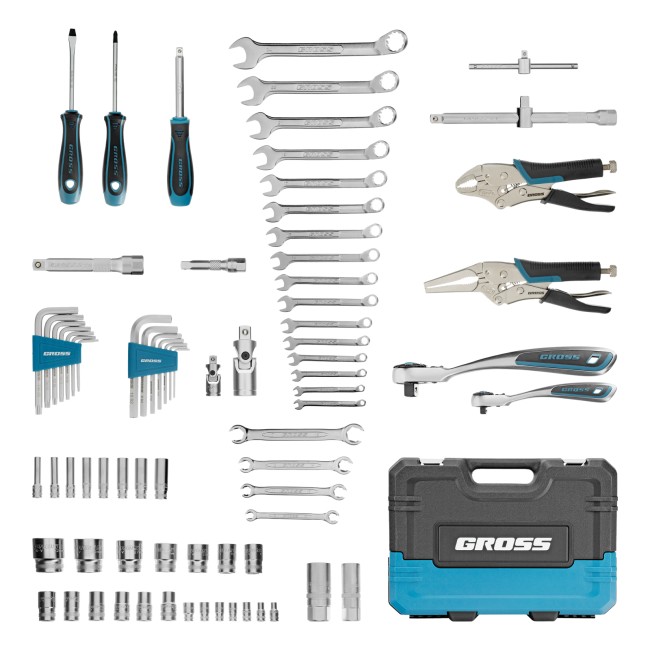 Набор инструментов 1/4", 1/2", CrV 78 предметов Gross Набор инструментов 1/4", 1/2", CrV 78 предметов Gross