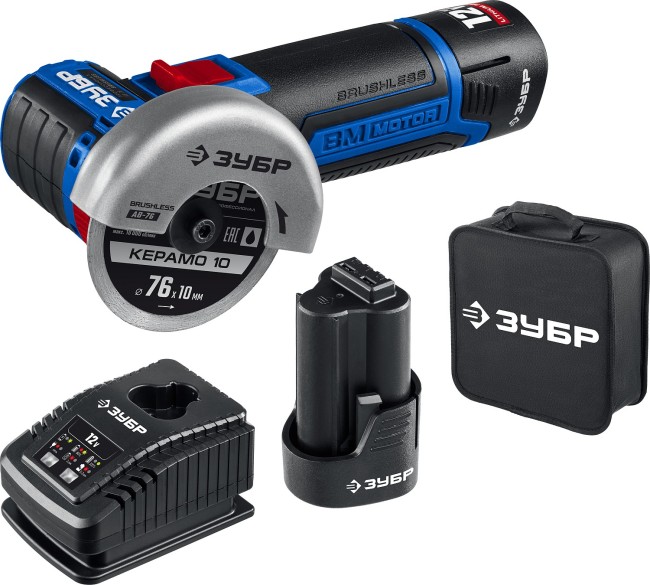 Угловая шлифовальная машина AB-76-22 ЗУБР 2 АКБ Угловая шлифовальная машина AB-76-22 ЗУБР 2 АКБ