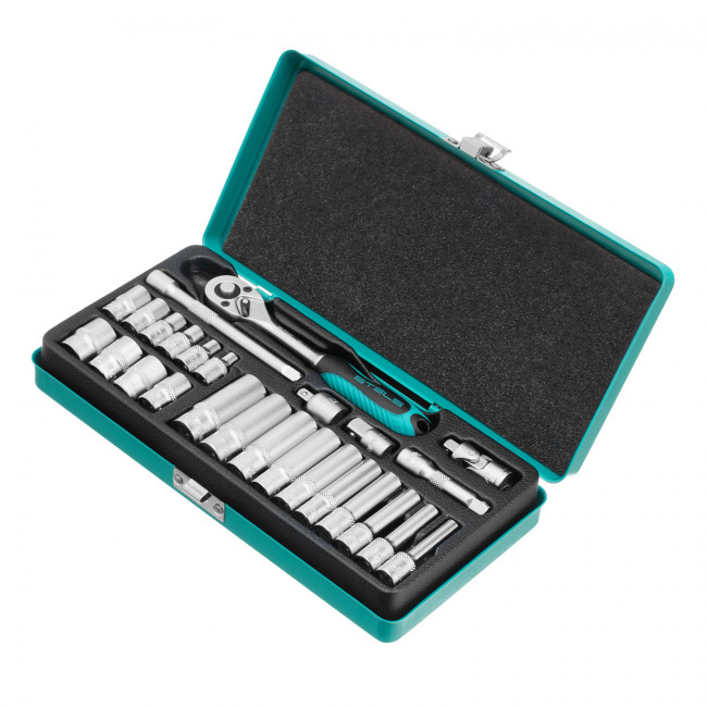 Набор торцевых головок с трещоткой 1/4" 26 предметов Stels