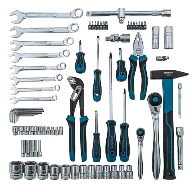 Набор инструментов 1/4", 1/2" CrV 76 предметов Gross Набор инструментов 1/4", 1/2" CrV 76 предметов Gross