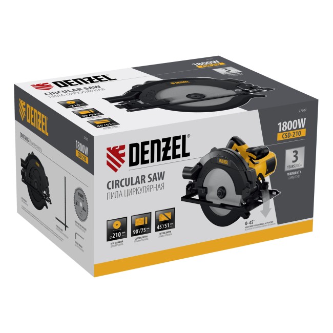 Пила циркулярная CSD-210, 1800 Вт, 210 мм Denzel