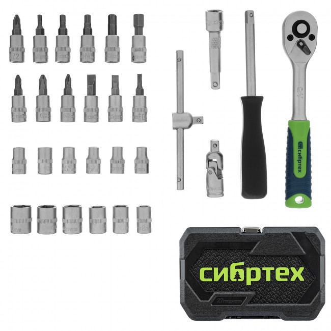 Набор инструментов 1/4" 29 предметов Сибртех Набор инструментов 1/4" 29 предметов Сибртех