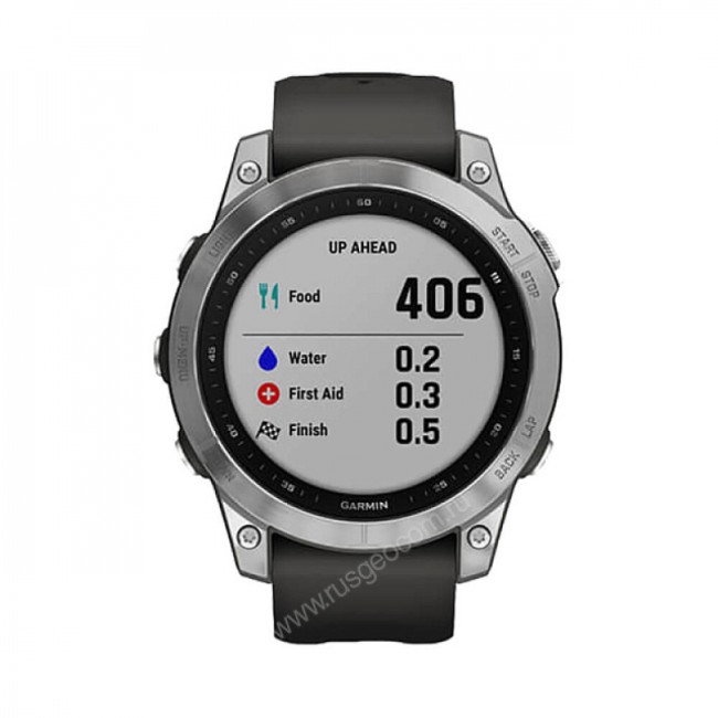 Часы Garmin Fenix 7 серебристый с графитовым силиконовым ремешком Часы Garmin Fenix 7 серебристый с графитовым силиконовым ремешком