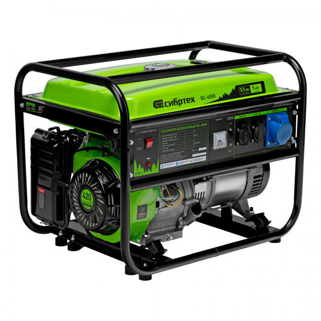 Генератор бензиновый БС-6500, 5.5 кВт Сибртех Генератор бензиновый БС-6500, 5.5 кВт Сибртех