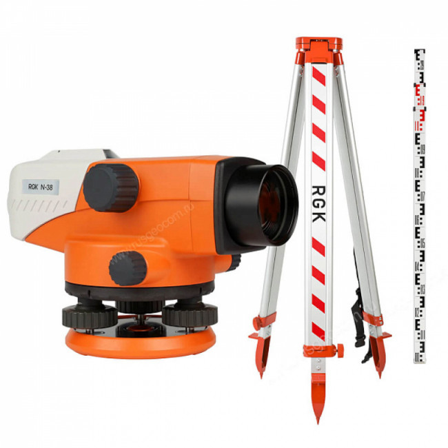 Комплект оптический нивелир RGK N-38 + штатив S6-N + рейка AMO S5 Комплект оптический нивелир RGK N-38 + штатив S6-N + рейка AMO S5