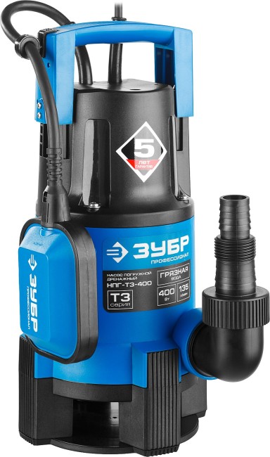 Дренажный насос для грязной воды, Профессионал НПГ-Т3-400 ЗУБР 400 Вт