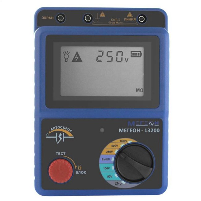 Измеритель сопротивления изоляции (Мегаомметр) МЕГЕОН 13200 с поверкой