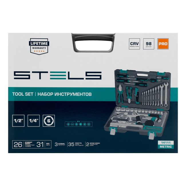 Набор инструментов 1/2", 1/4", CrV 98 предметов Stels