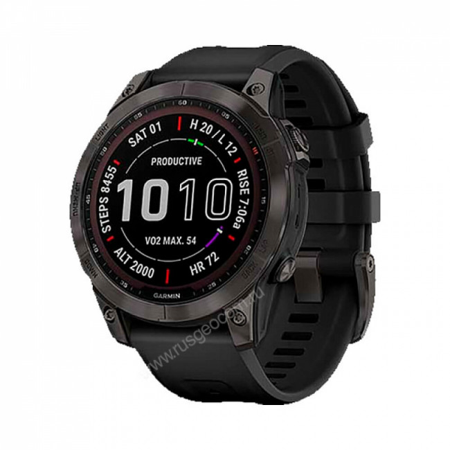 Часы Garmin Fenix 7 Sapphire Solar титановый серый DLC с черным ремешком Часы Garmin Fenix 7 Sapphire Solar титановый серый DLC с черным ремешком