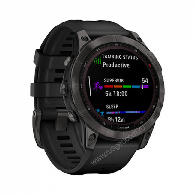 Часы Garmin Fenix 7 Sapphire Solar титановый серый DLC с черным ремешком Часы Garmin Fenix 7 Sapphire Solar титановый серый DLC с черным ремешком