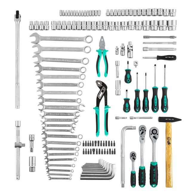Набор инструментов 1/2",3/8", 1/4", CrV 142 предмета Stels