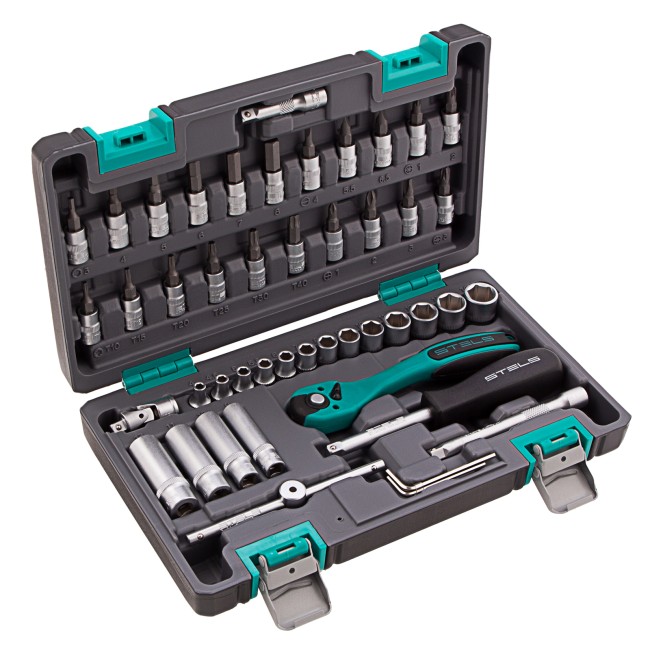 Набор инструментов 1/4", Cr-V 47 предметов Stels